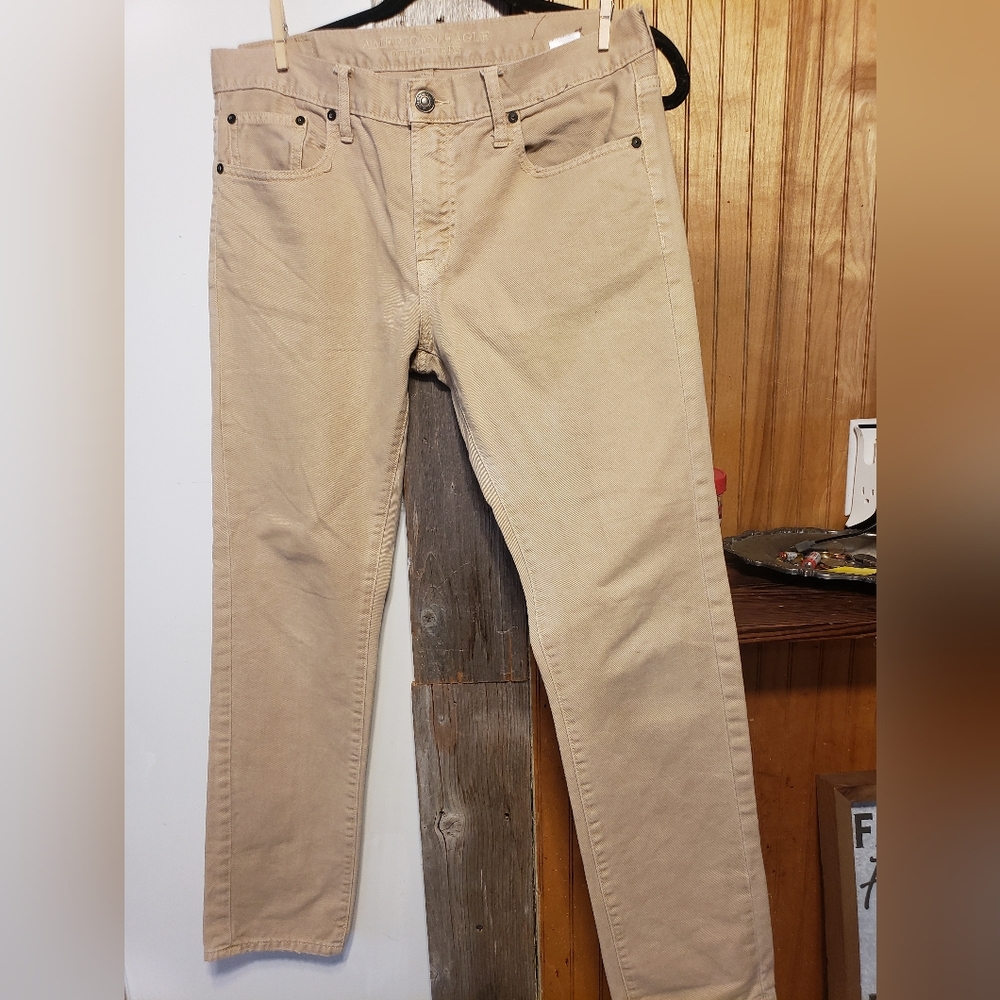 American Eagle Men Tan Pants Straight Leg 33x32 Cotton